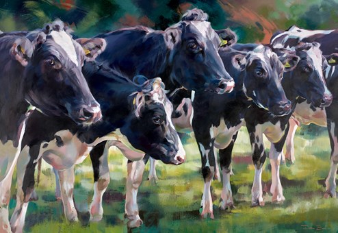 All In A Row by Debbie Boon - Original Painting on Box Canvas